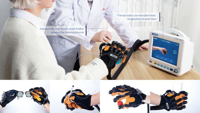 Aufgabenorientiertes Training der weichen robotischen Syrebo-Handschuhe