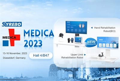 Die neuen Rehabilitationsroboter von Syrebo werden auf der MEDICA 2023 vorges...